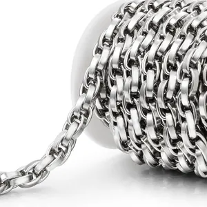 Stainless Steel Flat Twist Chain For DIY Jewelry Making Bulk Cuban Link Chain For Necklaces Bracelets Bag Straps Fashion Metal Chain