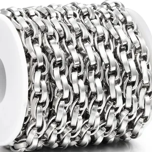 Chunky stainless steel twist flat wire oval link chain roll for DIY jewelry and bags