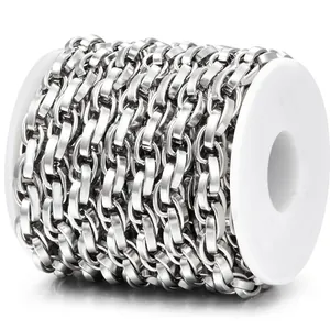 Polished silver stainless steel twist curb chain roll for DIY jewelry and bag accessories