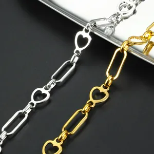 Fashion Stainless Steel Heart Oval Link Chain For DIY Necklace Bracelet Making Hypoallergenic Metal Jewelry Chain Accessories