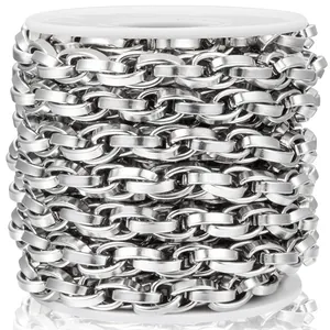 Bulk silver stainless steel flat cable chain roll for DIY jewelry making