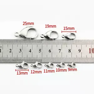 Fermoirs mousqueton en acier inoxydable plaqué or 18k en 8 tailles pour bijoux DIY