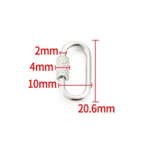 Oval stainless steel screw clasp connector with knurled texture for DIY jewelry making