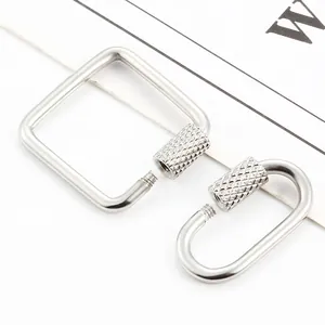 Polished stainless steel oval and square screw lock carabiners for DIY jewelry making