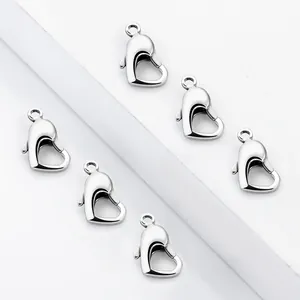Set di 6 fermagli a moschettone a forma di cuore in acciaio per gioielli fai da te