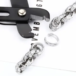 Polished silver stainless steel twist chain link with diamond texture for DIY jewelry making