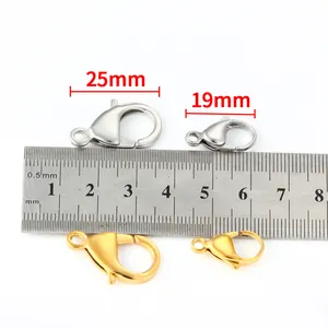 Edelstahl Karabinerverschlüsse in Gold und Silber, 19mm und 25mm, mit Lineal-Maßstab