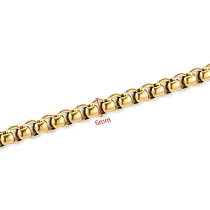 6mm breite 18k vergoldete Edelstahl-Box-Kette für DIY Schmuckherstellung