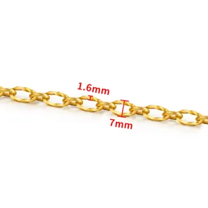 Goldene Gliederkette aus Edelstahl mit 7 mm ovalen Gliedern und 1,6 mm Drahtstärke