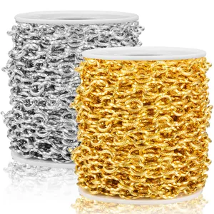Edelstahl Gedrehte Ovale Kreuzgliederkette Gold Silber Plattiert Schmuckherstellung Zubehör Für DIY Halskette Armband
