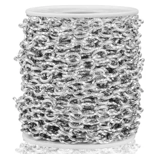 Spule mit gedrehter ovaler Edelstahlkette in Silber für DIY-Schmuckherstellung