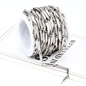 Bright silver stainless steel diamond-cut chain roll for DIY necklace making