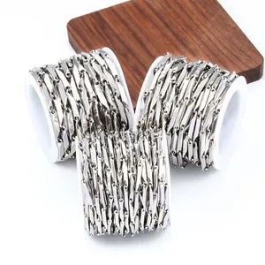 Polished stainless steel diamond-cut mobius link chains on white reels for DIY jewelry