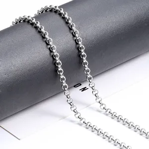 Chaîne ronde en acier inoxydable poli 4mm pour colliers et bracelets DIY tendance