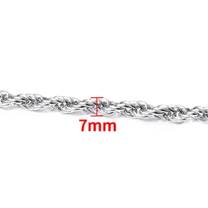 Catena a fune ovale in acciaio inossidabile da 7mm per collane e bracciali fai da te