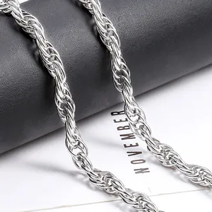 Catena ovale a doppia trama in acciaio inossidabile argento per gioielli fai-da-te