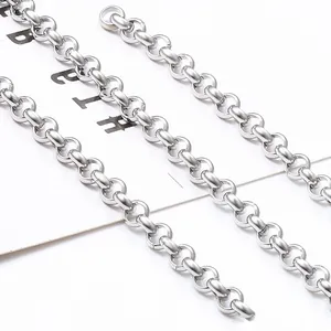 Chaîne rolo en acier inoxydable poli 4mm pour colliers DIY et création de bijoux