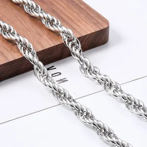 Catena a Corda Ovale a Doppia Trama in Acciaio Inossidabile 7mm per Produzione Fai-da-te di Collane e Bracciali Gioielli di Moda