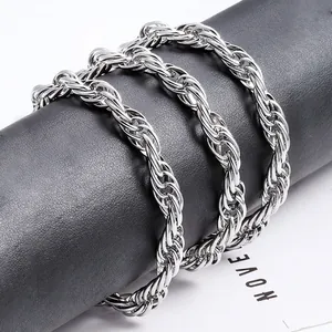 Catena a corda in acciaio inossidabile argento per creazione gioielli fai-da-te e collana
