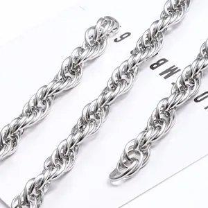 Catena a fune in acciaio inossidabile argento lucido per creazione gioielli DIY