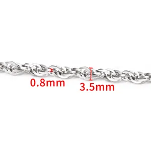 Poliertes Edelstahl-Kettenarmband in Silber, 3,5mm Breite mit 0,8mm Draht für DIY Schmuck