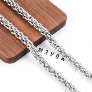 Grosse chaîne à maillons lanterne en acier inoxydable argenté pour bijoux DIY