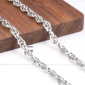 Edelstahl Quadratischer Draht Doppelgewebte Schmuckkette Für DIY Halskette Armband Herstellung Hip Hop Mode Link Accessoire Silberton