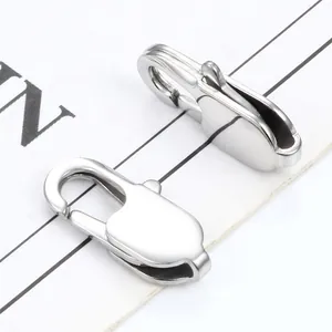 Polished silver stainless steel square lobster clasps for DIY necklace bracelet jewelry