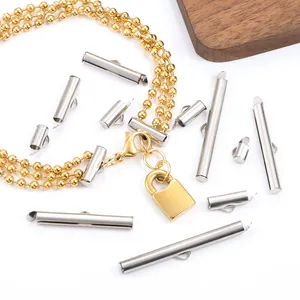 Connecteur Tube d'Extrémité Coulissant en Acier Inoxydable pour Création de Bijoux DIY Bracelet Collier Accessoires de Chaîne