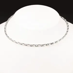 Modern silver stainless steel 3:1 rectangular link chain necklace for men and women