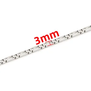 Sleek 3mm stainless steel square box chain necklace in silver for DIY fashion jewelry