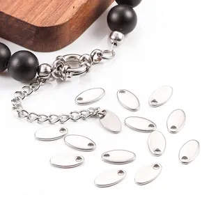 Stainless Steel Oval Tail Tag Blank Pendant For DIY Jewelry Making Necklace Bracelet Extension Chain End Piece Accessory