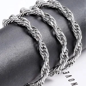 7mm Roestvrij Stalen Touwketting Voor Sieraden Maken DIY Dubbel Geweven Ovale Handgemaakte Ketting Mode Accessoires Voor Dames Heren