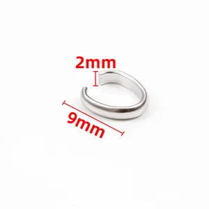Minimalist silver stainless steel ear cuff earring with 9mm diameter and 2mm opening