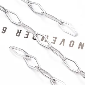 Polished silver stainless steel rhombic link chain for DIY punk hip hop jewelry necklace