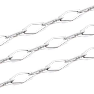 Polished silver stainless steel diamond shape link chain for DIY punk jewelry making