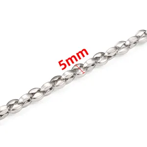 Catena a chicco di caffè in acciaio inossidabile lucido da 5 mm per gioielli fai da te