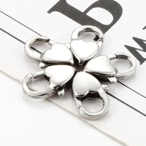 Chiusure a moschettone a forma di cuore in argento per gioielli fai da te, set da 4