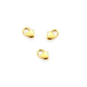 Tre chiusure a moschettone a cuore placcate oro 18K per gioielli fai da te e collane