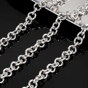 Chaîne O Ronde Gaufrée en Acier Inoxydable DIY Pour Fabrication de Colliers Bracelets Punk Taille Diamant Accessoire Bijoux