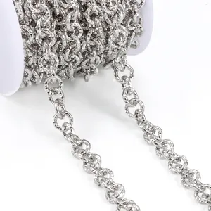 Chaîne à maillons texturée en acier inoxydable argenté pour bijoux DIY punk chic