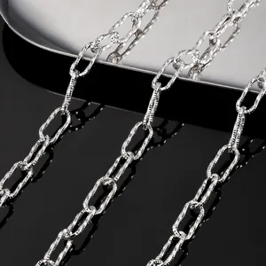 Catena a Maglie Ovali in Acciaio Inossidabile con Texture Martellata per DIY Collane Bracciali Gioielli Accessori per Donna Uomo