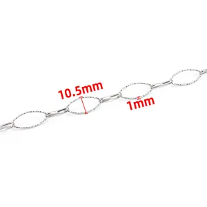 Poliertes Edelstahl Gliederkette mit geprägter Textur und 10,5 mm langen Gliedern für Damen