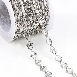 Stainless Steel Sunflower Oval Chain For DIY Jewelry Making Punk Shell Petal Link Necklace Bracelet Components Steel Color Accessory