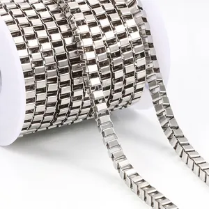 Polished Stainless Steel Box Chain For DIY Necklace Bracelet Making Wide Silver Tone Metal Jewelry Link Chain Accessories