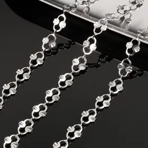 Polished stainless steel sunflower chain necklace with shell-shaped link design