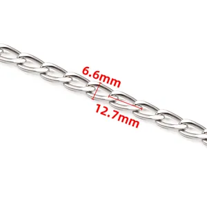 Maillons de chaîne gourmette en acier inoxydable argenté, 6,6mm pour création bijoux