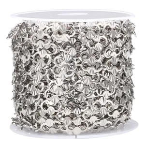 DIY stainless steel oval sun flower chain roll with shell texture for punk jewelry making
