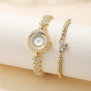 Orologio a catena d'oro di lusso con diamanti e set regalo bracciale a farfalla