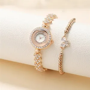 Lussuoso Orologio al Quarzo da Donna con Strass e Set di Bracciali Elegante Orologio da Polso con Catena in Lega e Ciondolo a Farfalla Regalo